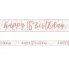 Happy 16th Birthday Banderoll Vit & Roséguld