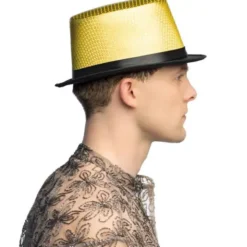 Hatt med Paljetter Svart/Guld