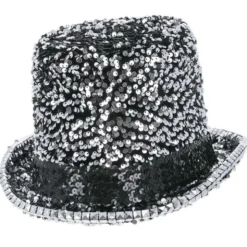 Hög Hatt Filt och Paljetter Silver