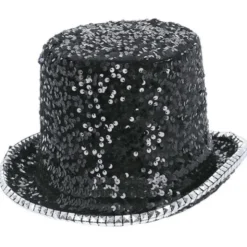 Hög Hatt Filt och Paljetter Svart