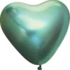 Hjärtballonger Chrome Grön (10-pack)