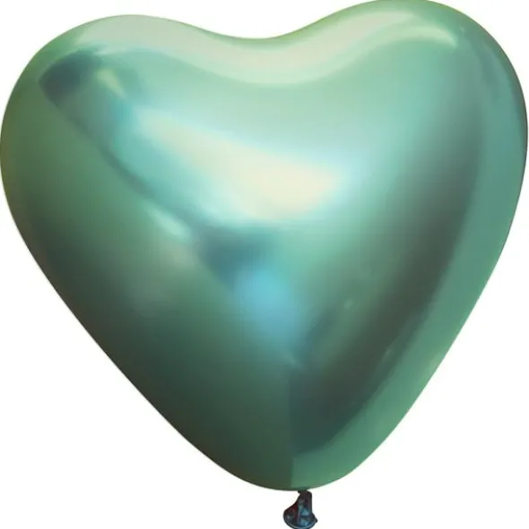 Hjärtballonger Chrome Grön (10-pack)