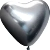 Hjärtballonger Chrome Grå (10-pack)