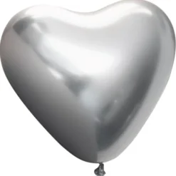 Hjärtballonger Chrome Silver (10-pack)