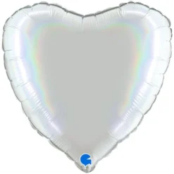 Hjärtballong Holografisk Platinum Pure