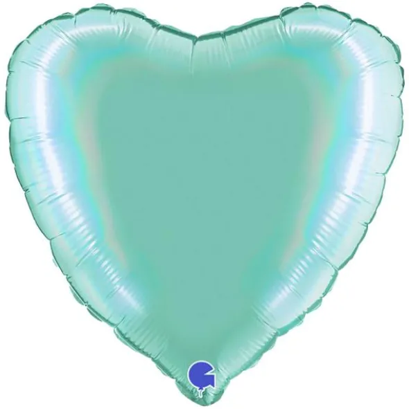 Hjärtballong Holografisk Platinum Tiffany