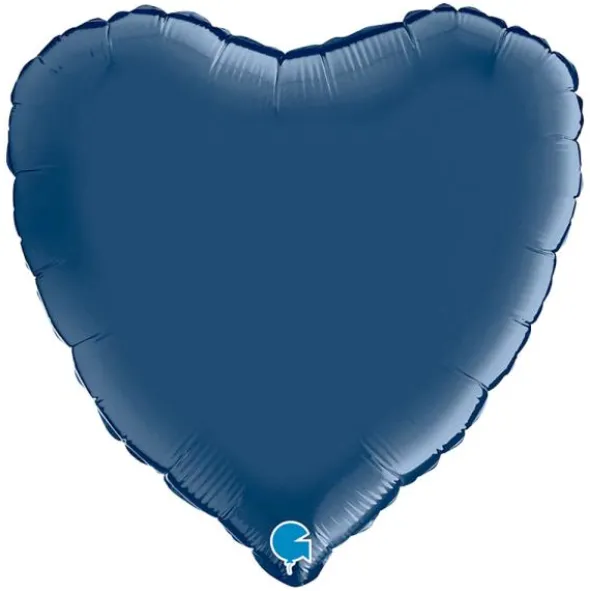 Hjärtballong Satin Navy Blå