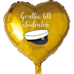 Hjärtformad Studentballong Guld