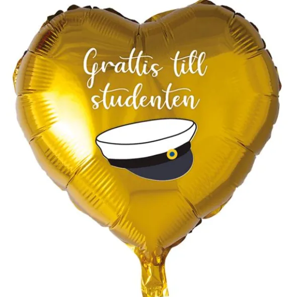 Hjärtformad Studentballong Guld