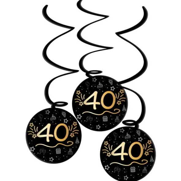 Hängande Dekorationer Svart 40 år 3-pack