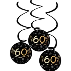Hängande Dekorationer Svart 60 år 3-pack