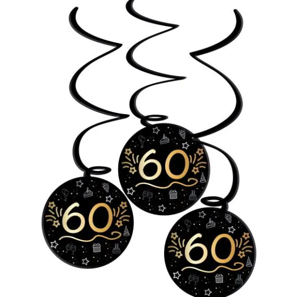 Hängande Dekorationer Svart 60 år 3-pack
