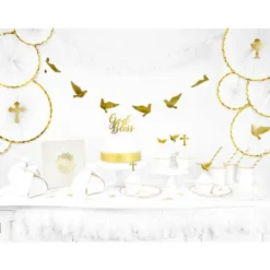 Hängande Dekorationsrosetter Vit och Metallic Guld