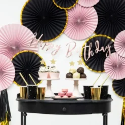 Hängande Dekorationsrosetter Svart och Metallic Guld