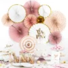 Hängande Dekorationsrosetter Rosa och Metallic Guld
