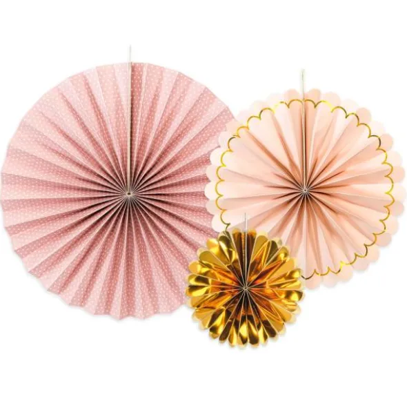 Hängande Dekorationsrosetter Rosa och Metallic Guld