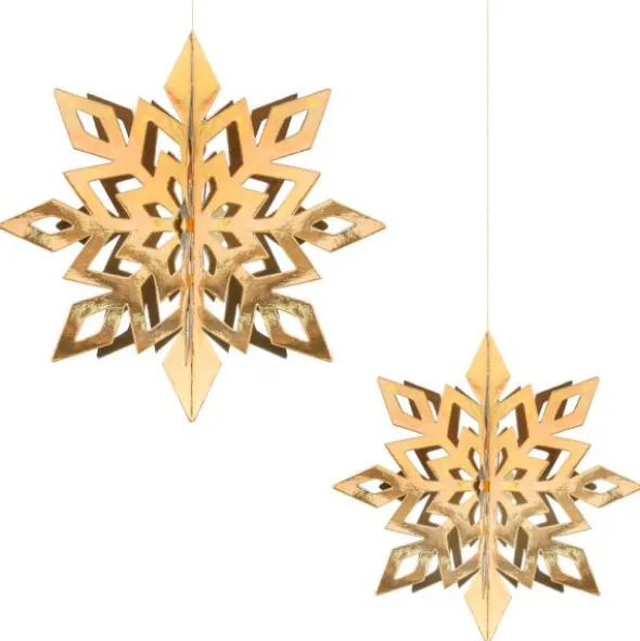 Hängande 3D Snöflingor Guld