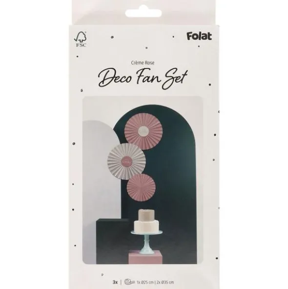 Hängande Födelsedagsdekorationer Solfjäder Krämrosa/Krämvit 3-pack