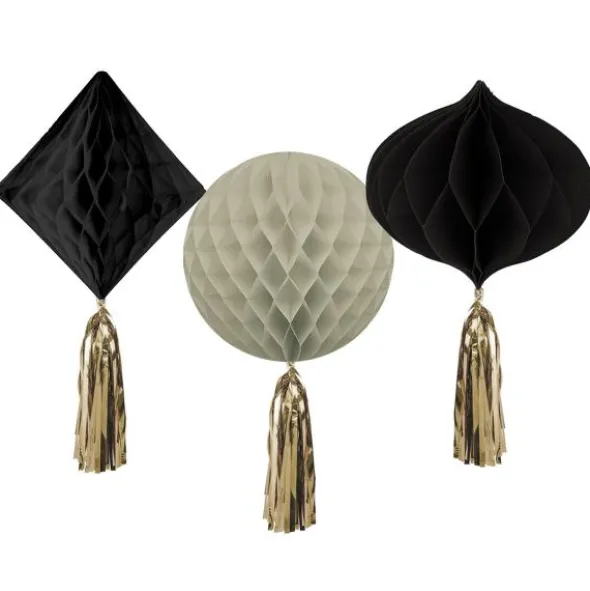 Hängande Honeycombs Svart/Krämvit 3-pack