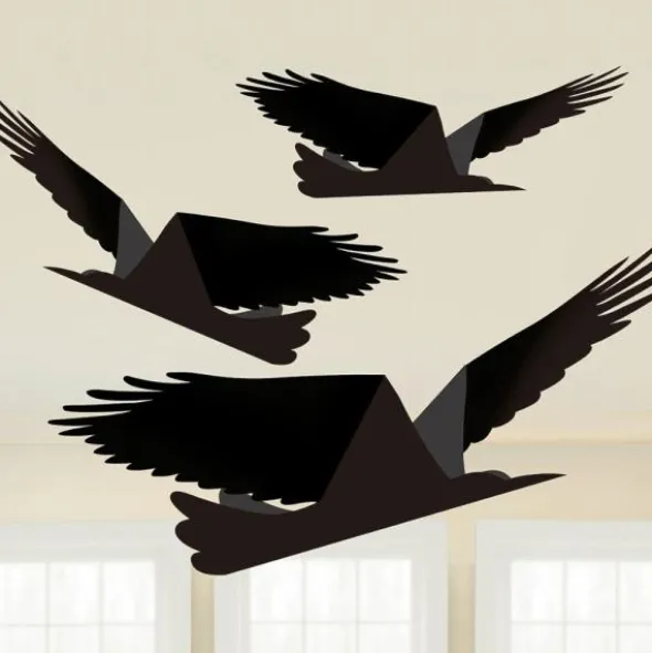 Hängande Pappersdekorationer Svarta Fåglar