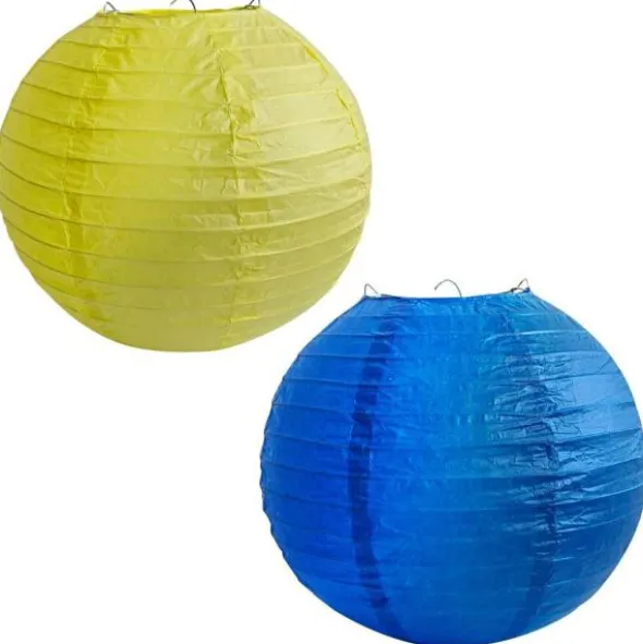 Hängande Papperslyktor Blå/Gul 2-pack