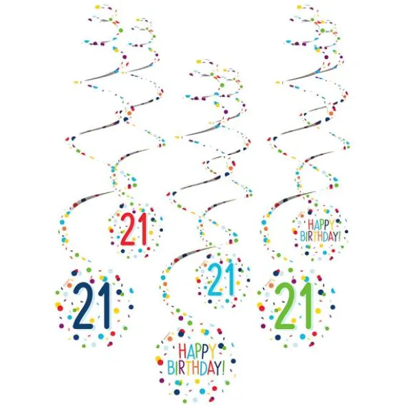 Hängande Swirls 21 år Confetti Birthday