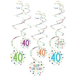 Hängande Swirls 40 år Confetti Birthday