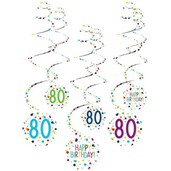 Hängande Swirls 80 år Confetti Birthday