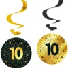 Hängande Swirls 10 år Guld/Svart 4-pack