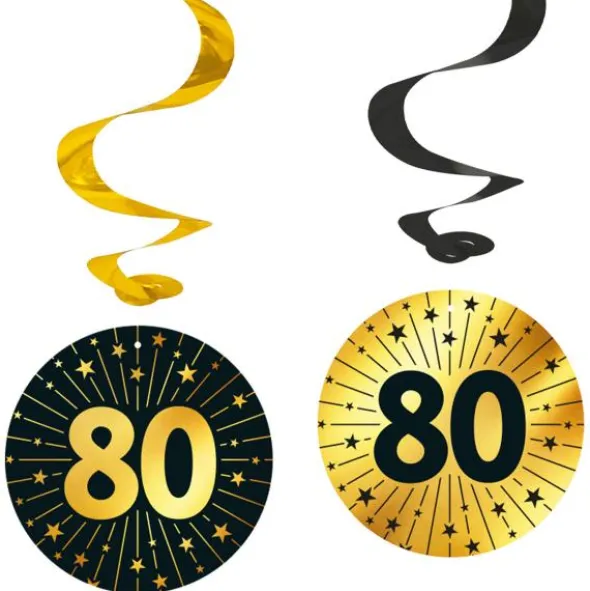 Hängande Swirls 80 år Guld/Svart 4-pack