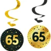 Hängande Swirls 65 år Guld/Svart 4-pack