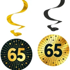 Hängande Swirls 65 år Guld/Svart 4-pack