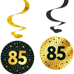 Hängande Swirls 85 år Guld/Svart 4-pack