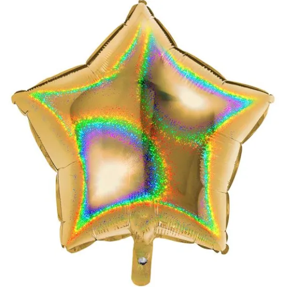 Holografisk Folieballong Stjärna Guld