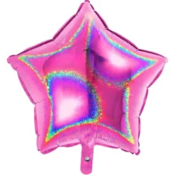 Holografisk Folieballong Stjärna Rosa