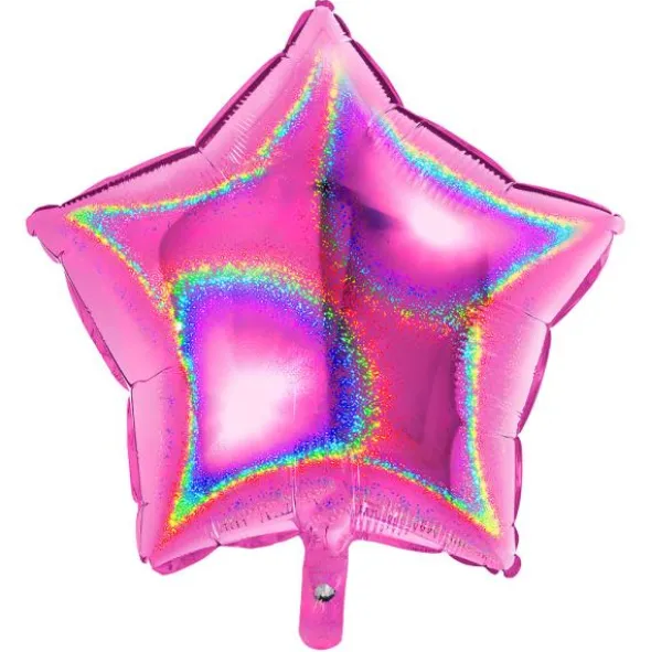 Holografisk Folieballong Stjärna Rosa