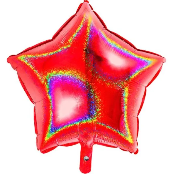Holografisk Folieballong Stjärna Röd