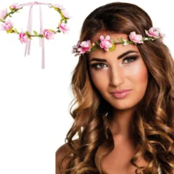 Hårband med Rosa Blommor