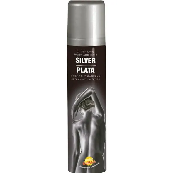 Hår- och Kroppsfärg Glitter Spray Silver