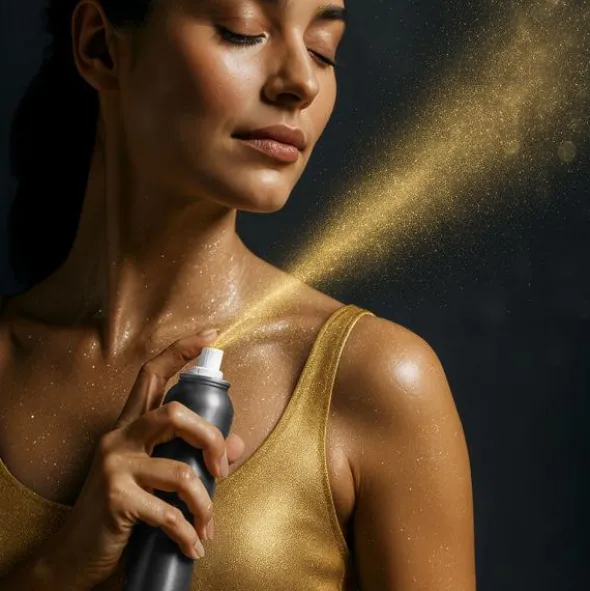 Hår- och Kroppsfärg Glitter Spray Guld