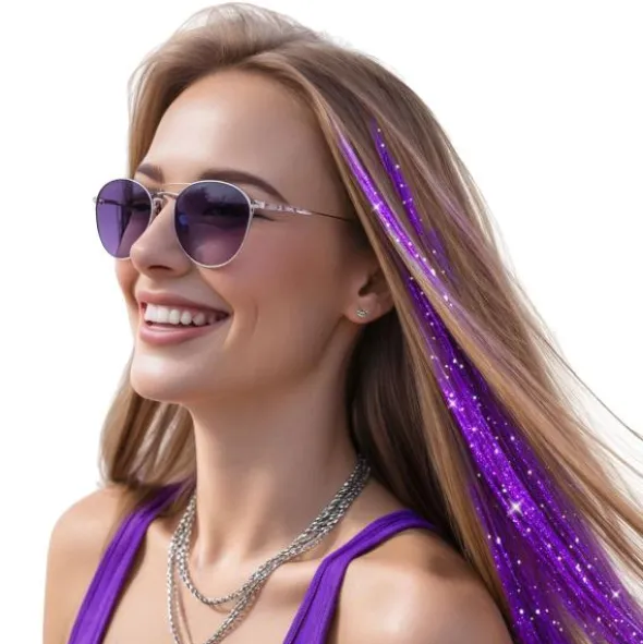 Hårslingor Glitter Lila (3-pack/͏50 cm)