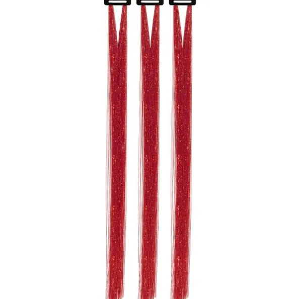 Hårslingor Glitter Röd (3-pack/͏50 cm)