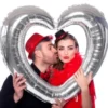 Ihåligt Hjärta Folieballong Silver