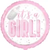 It's a Girl Folieballong Rosa & Vit