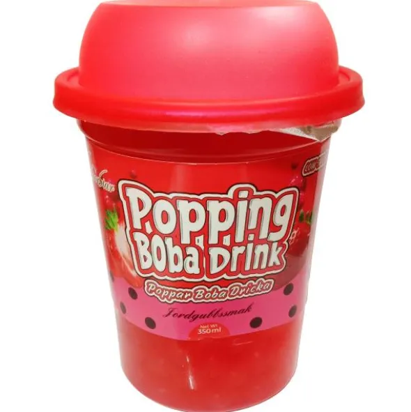 Jordgubbsdryck med Poppar Boba 350 ml