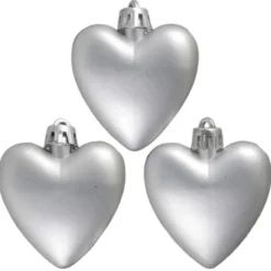 Julgranspynt Silver Hjärta 3-pack
