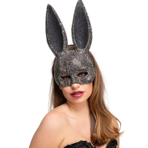 Kanin Halvmask med Strass