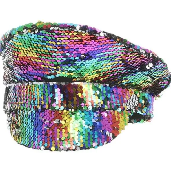 Kaptenshatt Paljetter Rainbow