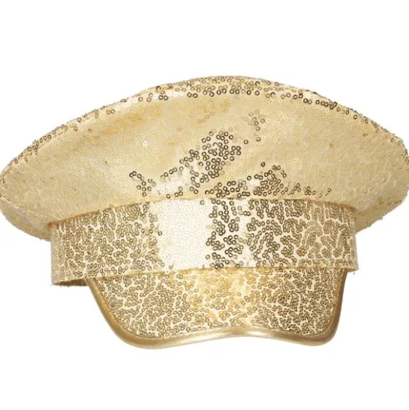 Kaptensmössa med Paljetter Guld