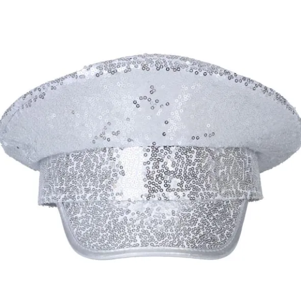Kaptensmössa med Paljetter Silver